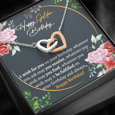 Golden Birthday Interlocking Hearts Necklace - Love You This Much